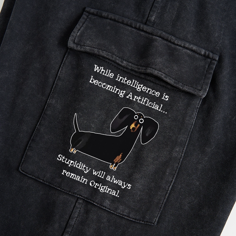 Tokyo-Tiger Dachshund Real Humor Funny Meme Washed Utility Sweatpants