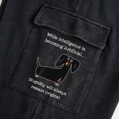Tokyo-Tiger Dachshund Real Humor Funny Meme Washed Utility Sweatpants