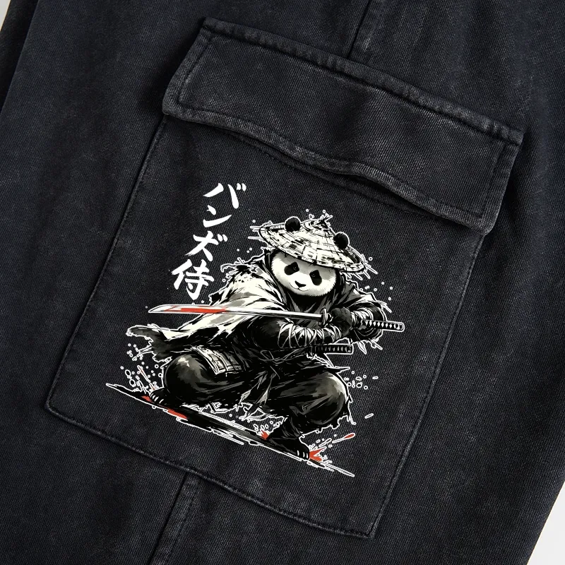 Tokyo-Tiger Panda Samurai Warrior Washed Utility Sweatpants