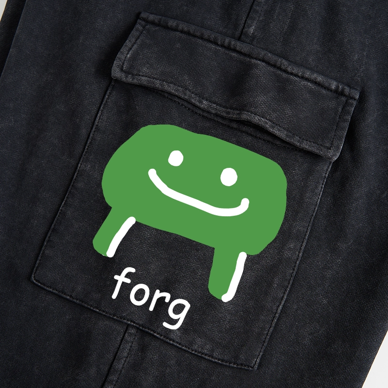 Tokyo-Tiger Smiling Forg Washed Utility Sweatpants