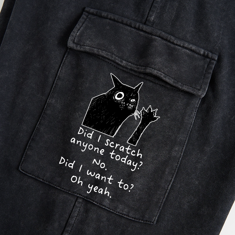 Tokyo-Tiger Black Cat Scratches People Washed Utility Sweatpants