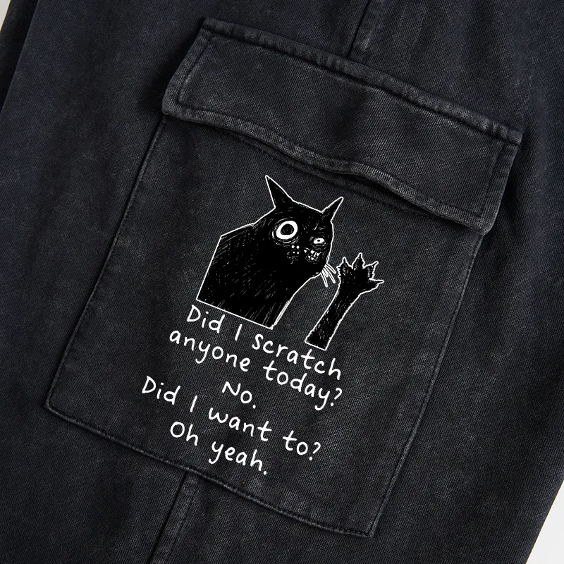 Tokyo-Tiger Black Cat Scratches People Washed Utility Sweatpants