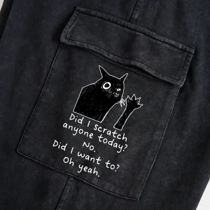 Tokyo-Tiger Black Cat Scratches People Washed Utility Sweatpants
