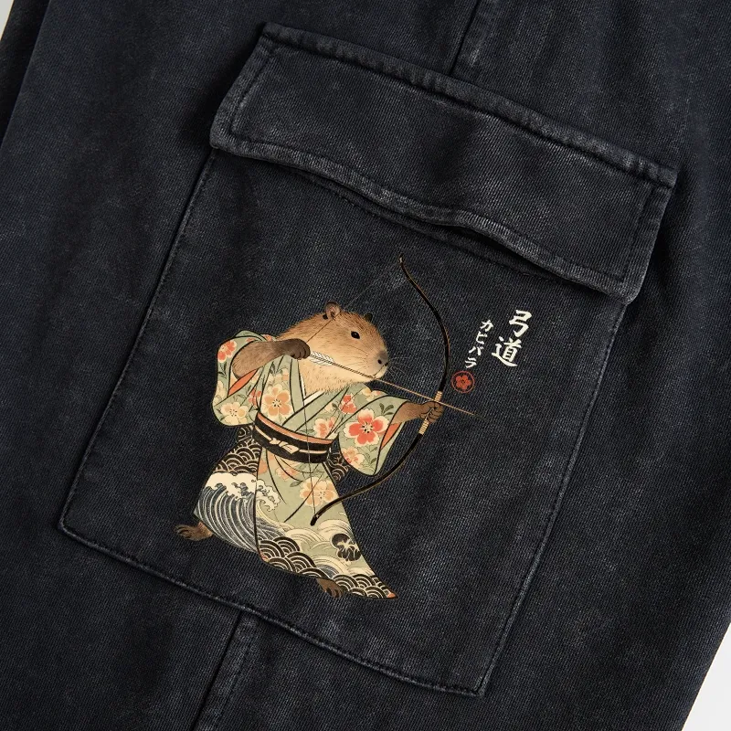 Tokyo-Tiger Capybara Archery Washed Utility Sweatpants