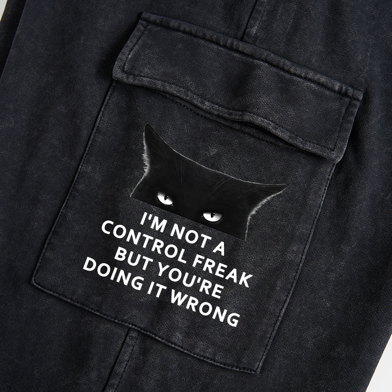 Tokyo-Tiger Control Freak Funny Washed Utility Sweatpants