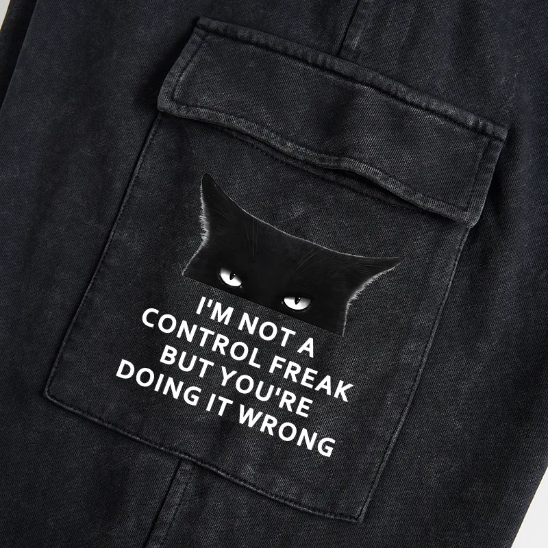 Tokyo-Tiger Control Freak Funny Washed Utility Sweatpants