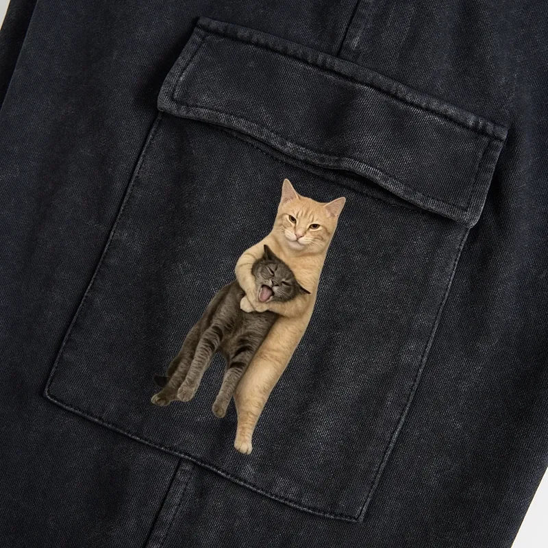 Tokyo-Tiger Orange Cat’s Tight Embrace Washed Utility Sweatpants