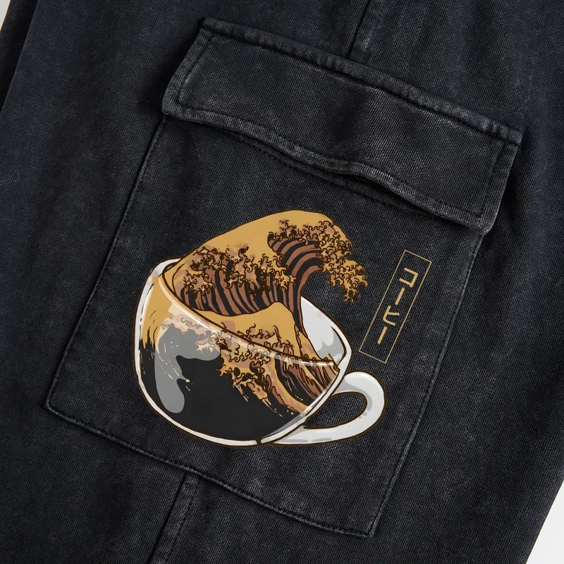 Tokyo-Tiger Coffee Wave Washed Utility Sweatpants