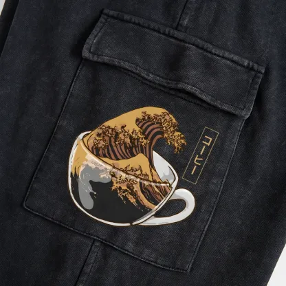 Tokyo-Tiger Coffee Wave Washed Utility Sweatpants