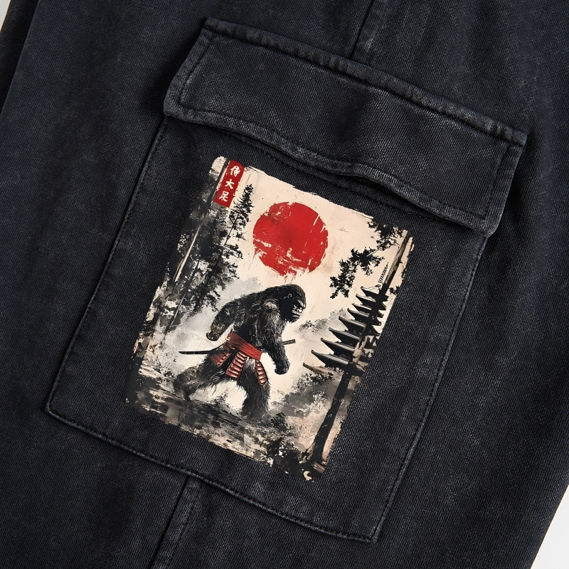Tokyo-Tiger Japanese Samurai Bigfoot Washed Utility Sweatpants