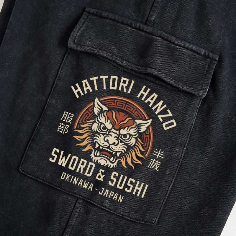 Tokyo-Tiger Hattori Lion Japanese Samurai Washed Utility Sweatpants