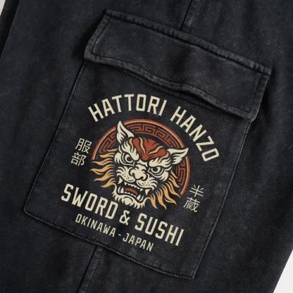 Tokyo-Tiger Hattori Lion Japanese Samurai Washed Utility Sweatpants