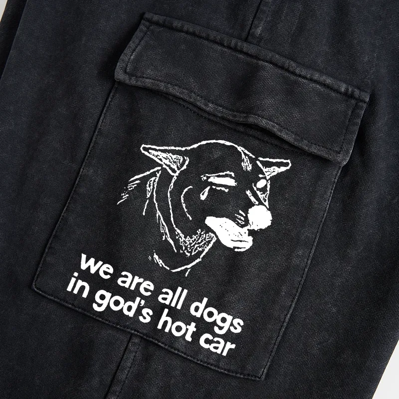 Tokyo-Tiger Sad Dog Funny Washed Utility Sweatpants