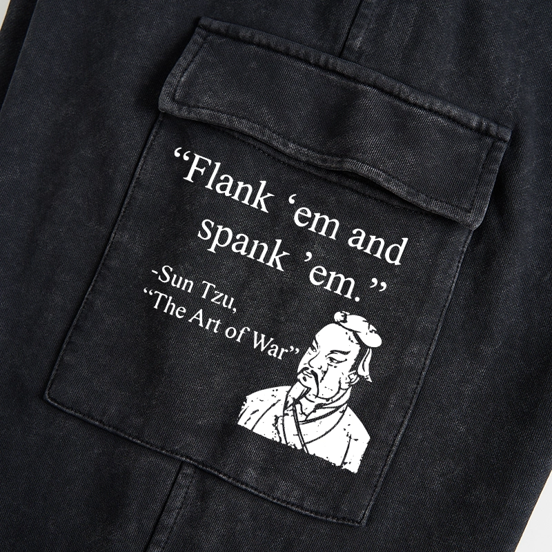 Tokyo-Tiger The Art Of War Funny Washed Utility Sweatpants