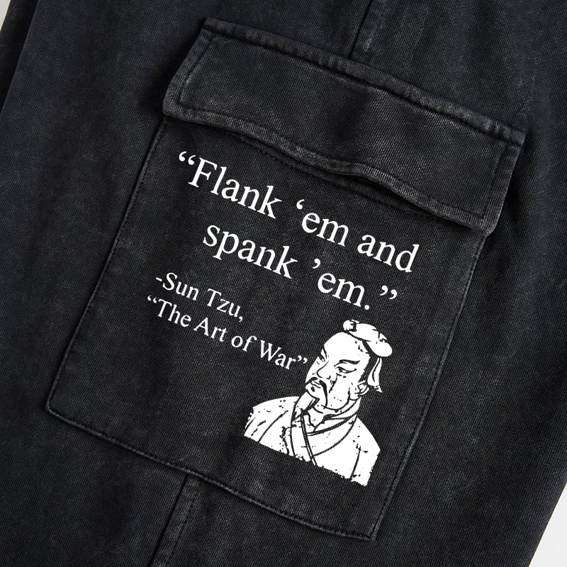 Tokyo-Tiger The Art Of War Funny Washed Utility Sweatpants