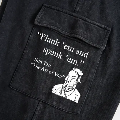 Tokyo-Tiger The Art Of War Funny Washed Utility Sweatpants