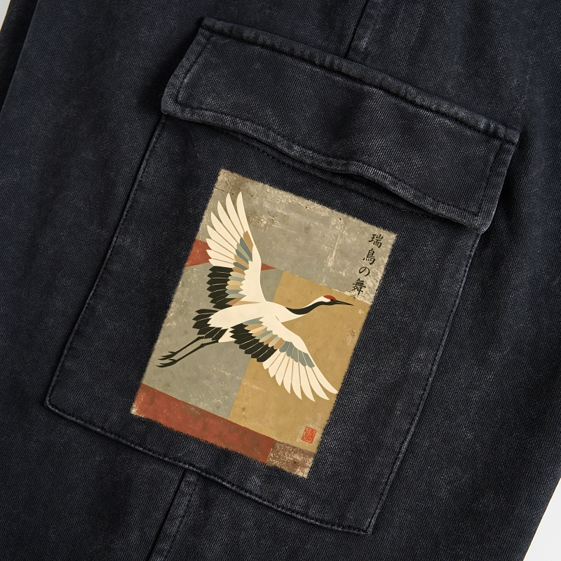 Tokyo-Tiger Crane Spirit Washed Utility Sweatpants