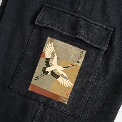 Tokyo-Tiger Crane Spirit Washed Utility Sweatpants