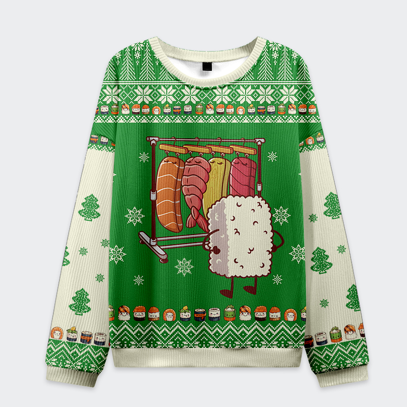 Tokyo-Tiger Funny Sushi Choosing Clothes Christmas Ugly Sweatshirt