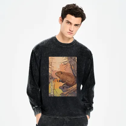Tokyo-Tiger Beaver By The River Washed Long Sleeve T-Shirt