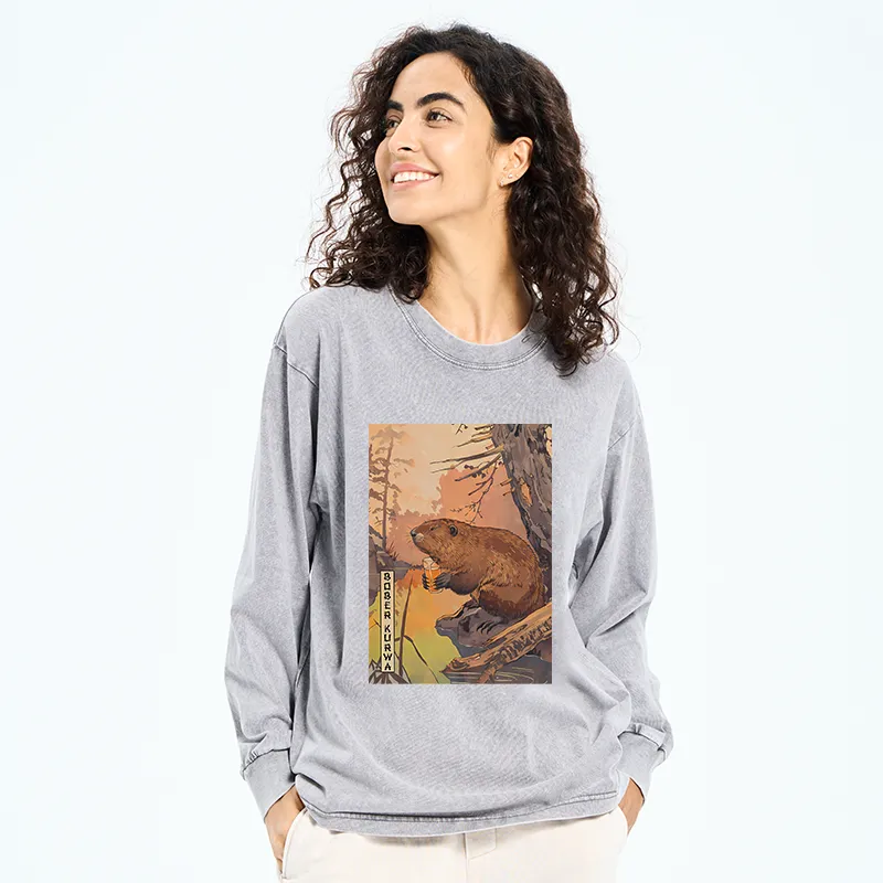 Tokyo-Tiger Beaver By The River Washed Long Sleeve T-Shirt