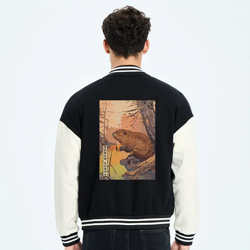 Tokyo-Tiger Beaver By The River Embroidery Varsity Jacket