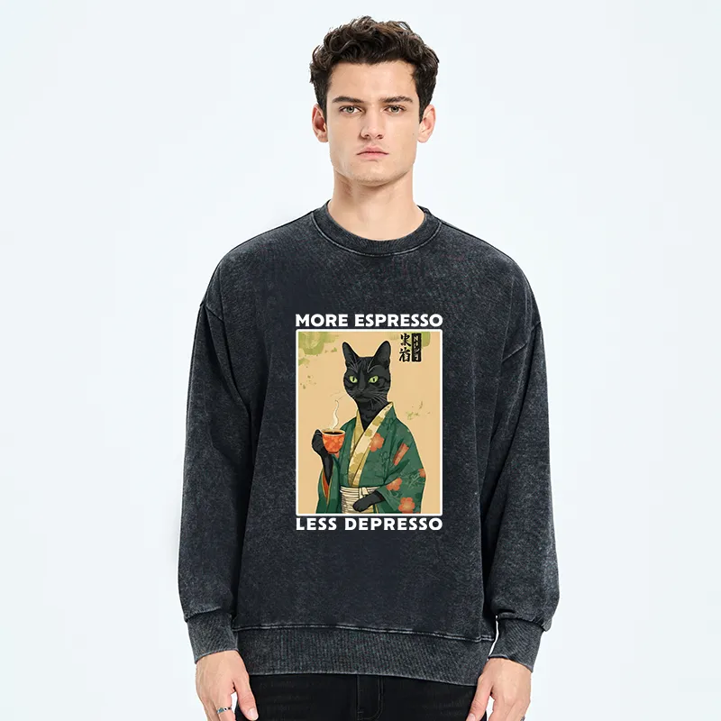 Tokyo-Tiger More Caffeine Less Sadness Washed Sweatshirt