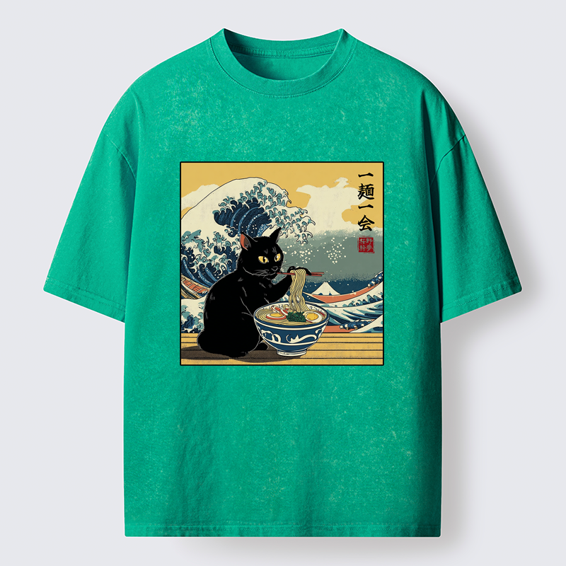 Tokyo-Tiger A Cat’s Ramen Moment Washed T-Shirt