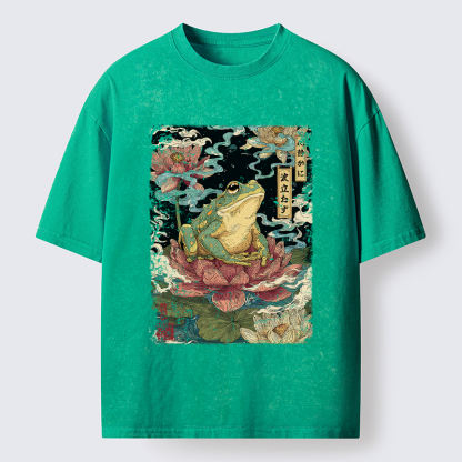 Tokyo-Tiger The Meditating Frog: Calm in Chaos Washed T-Shirt