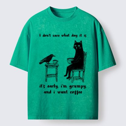 Tokyo-Tiger Early, Grumpy, Coffee Washed T-Shirt