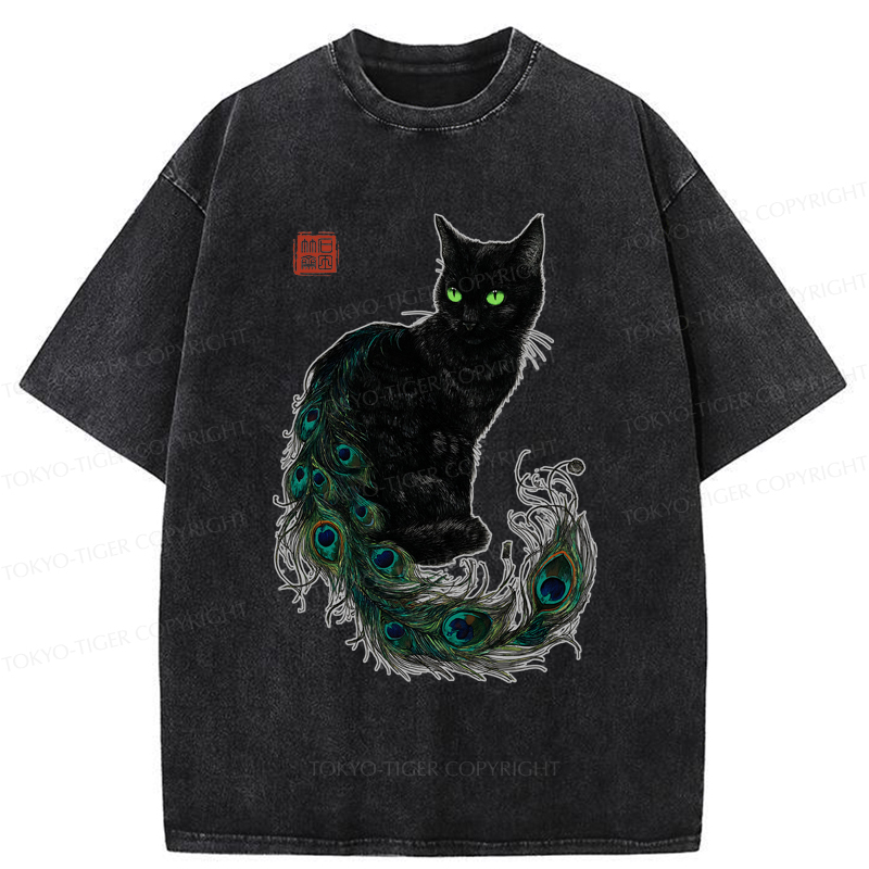 Tokyo-Tiger The Cat with a Peacock's Grace Washed T-Shirt