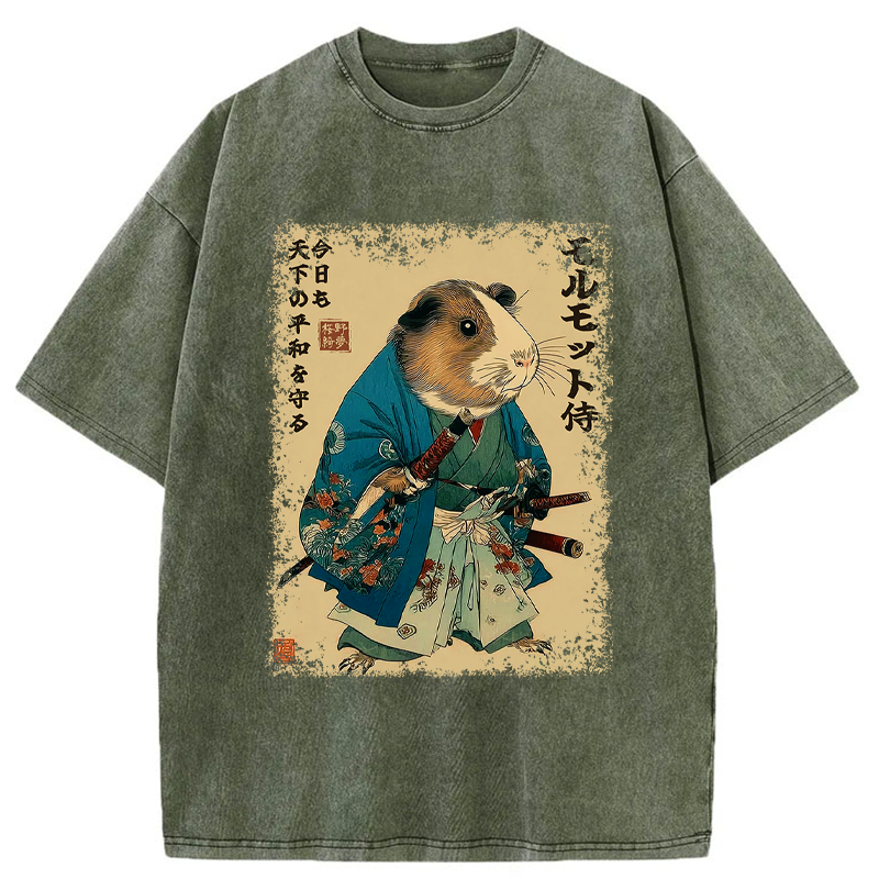 Tokyo-Tiger Peacekeeper Guinea Samurai Washed T-Shirt