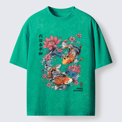 Tokyo-Tiger Koi Serenity Washed T-Shirt