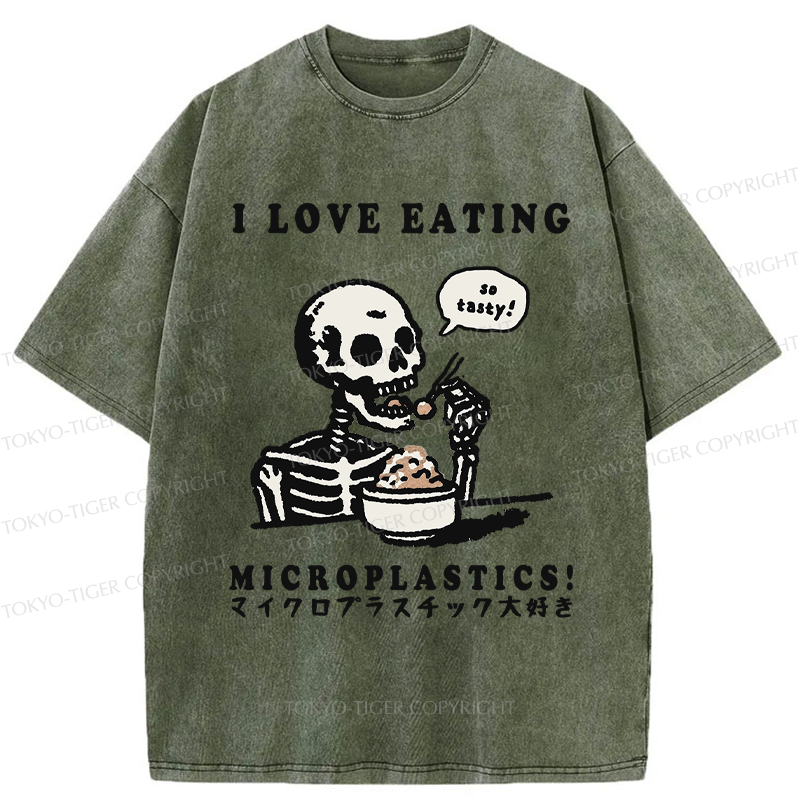 Tokyo-Tiger Funny Skeleton：Microplastic Crunch Washed T-Shirt