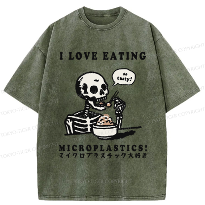 Tokyo-Tiger Funny Skeleton：Microplastic Crunch Washed T-Shirt