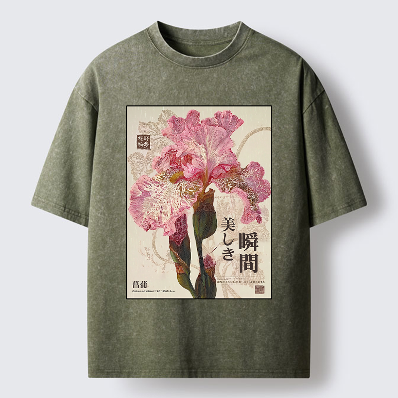 Tokyo-Tiger Iris Elegance Poster Washed T-Shirt