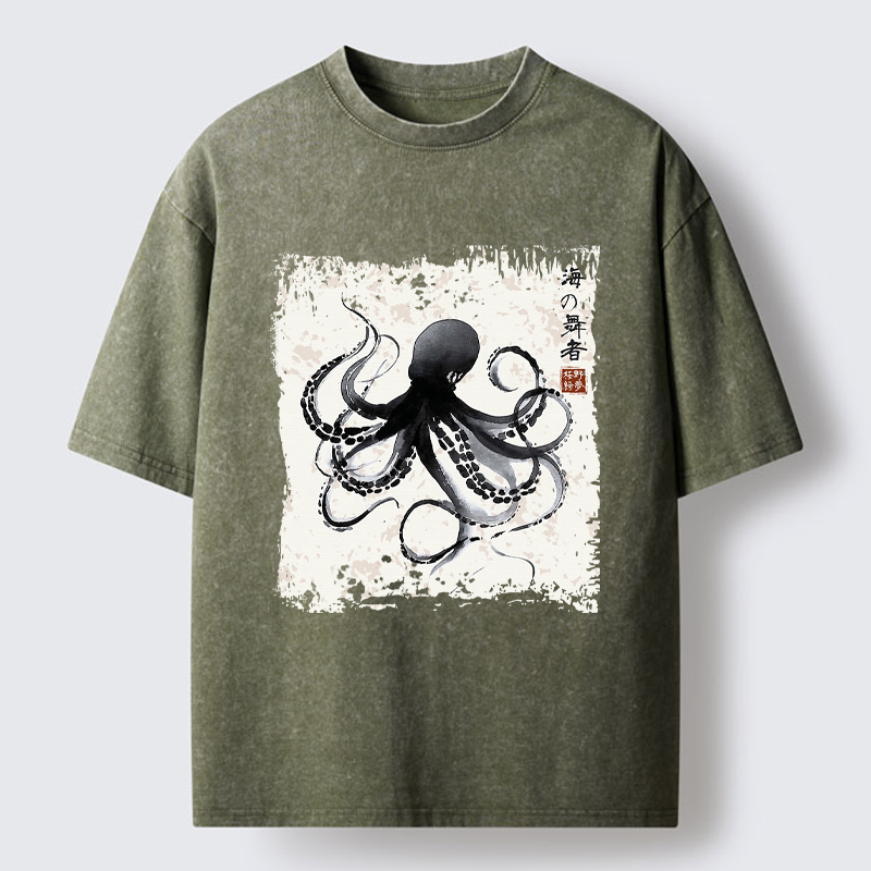 Tokyo-Tiger Octopus: Dance of the Deep Washed T-Shirt