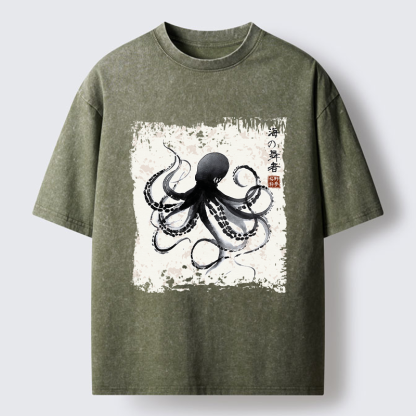 Tokyo-Tiger Octopus: Dance of the Deep Washed T-Shirt