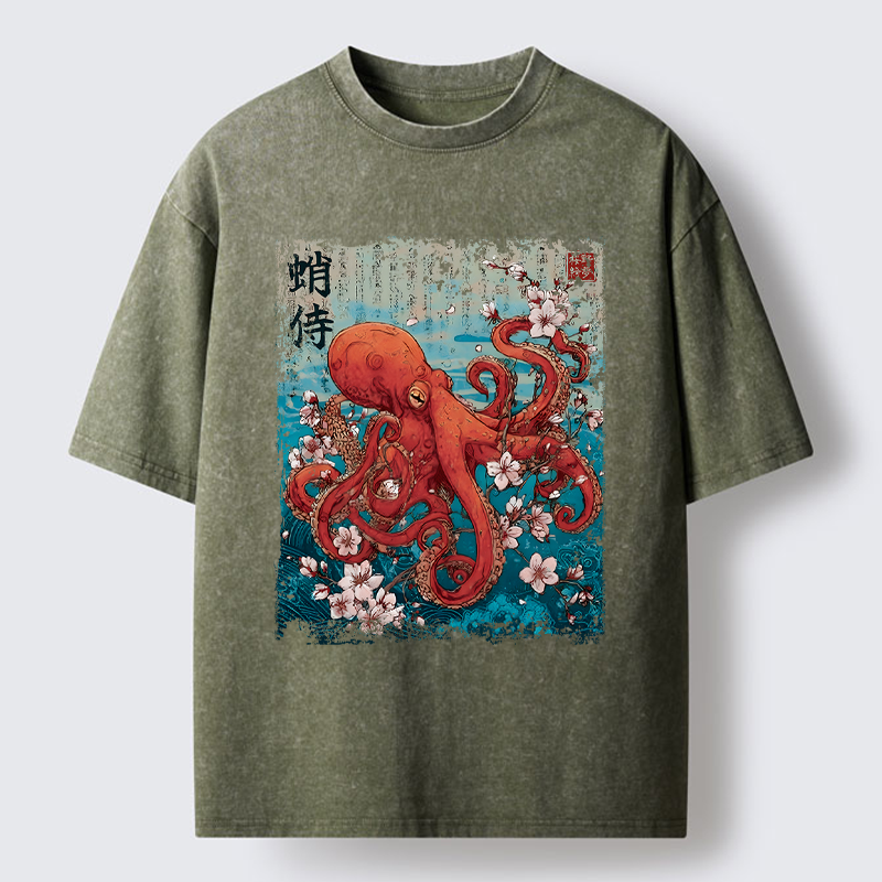 Tokyo-Tiger The Eight-Armed Samurai Washed T-Shirt