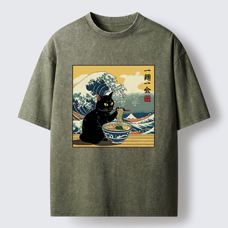 Tokyo-Tiger A Cat’s Ramen Moment Washed T-Shirt