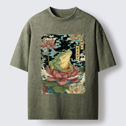Tokyo-Tiger The Meditating Frog: Calm in Chaos Washed T-Shirt