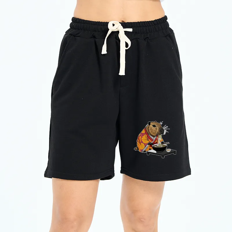 Tokyo-Tiger Cute Capybara Eating Ramen Unisex Shorts