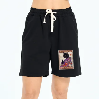 Tokyo-Tiger Japanese Cat Drinking Coffee Unisex Shorts