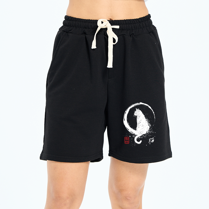 Tokyo-Tiger Retro Japanese Black Cat Unisex Shorts