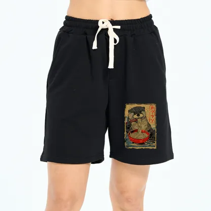 Tokyo-Tiger Otter Eating Ramen Japan Unisex Shorts