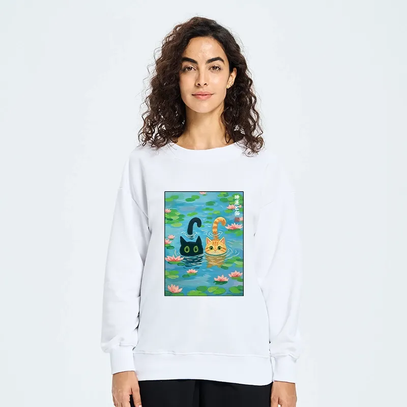 Tokyo-Tiger Cats In The Lotus Pond Classic Sweatshirt