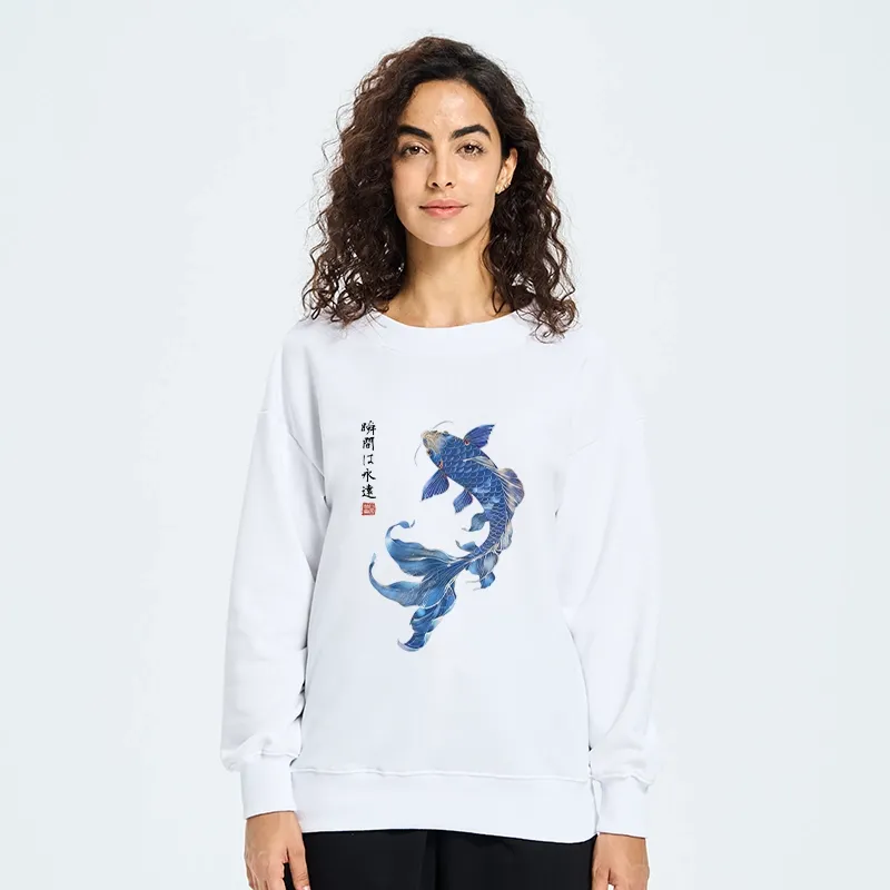 Tokyo-Tiger Lucky Blue Koi Fish Art Classic Sweatshirt
