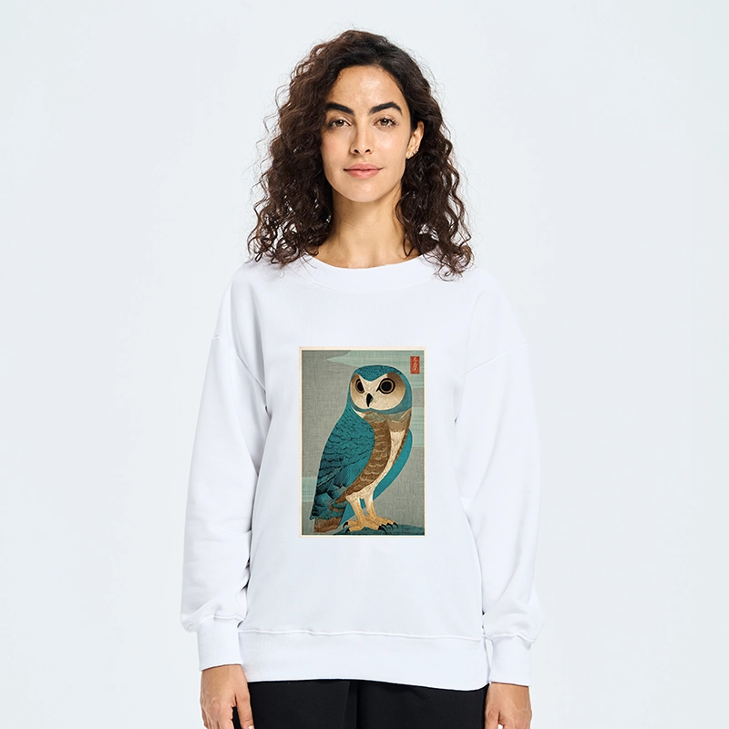 Tokyo-Tiger Vintage Owl Woodblock Art Classic Sweatshirt