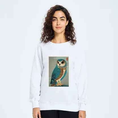 Tokyo-Tiger Vintage Owl Woodblock Art Classic Sweatshirt
