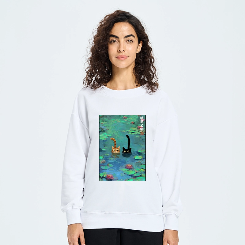Tokyo-Tiger Funny Cats Swimming In Lilies Classic Sweatshirt